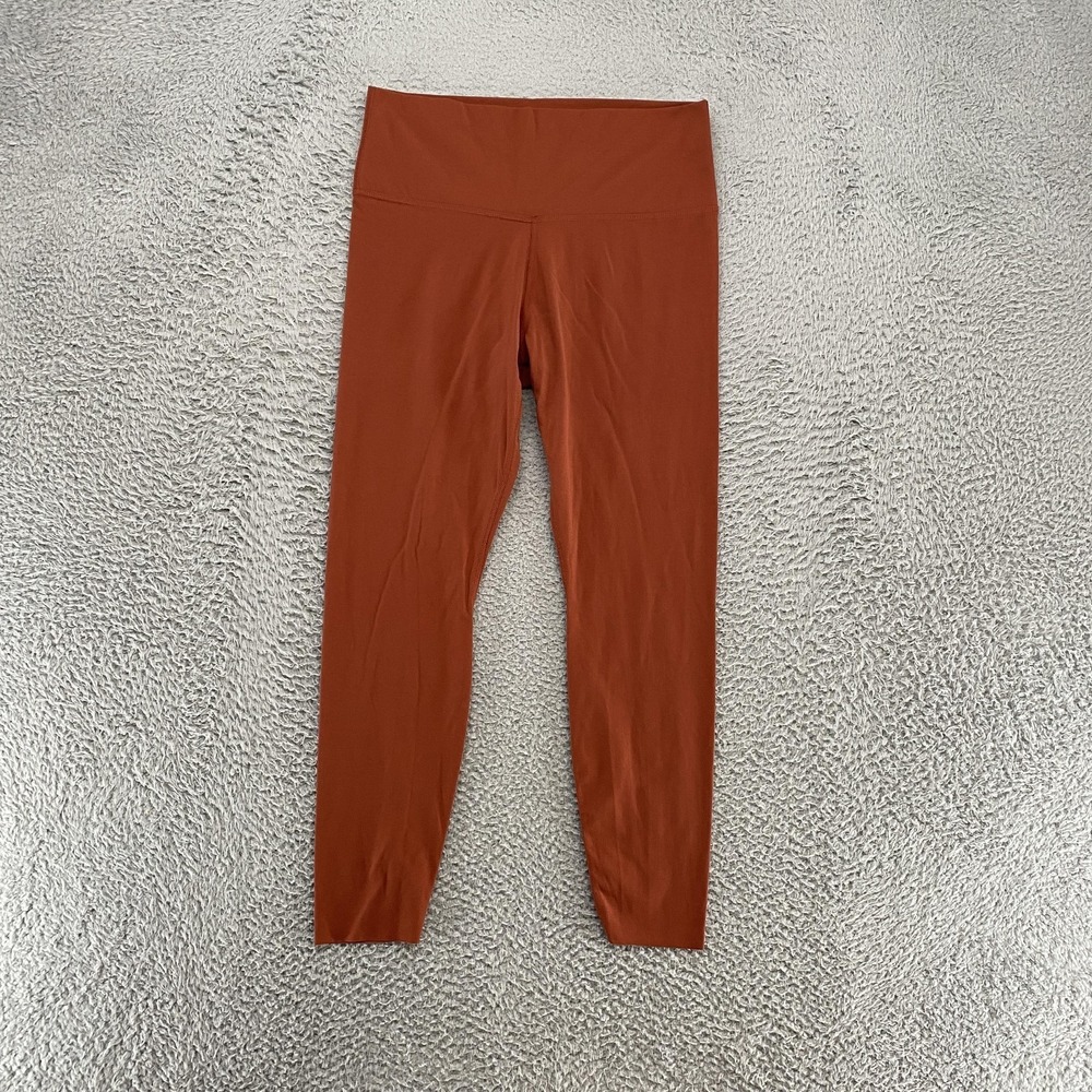 Nike Yoga‎ Leggings Womens Large Orange High Rise Ankle Gym Workout Yoga